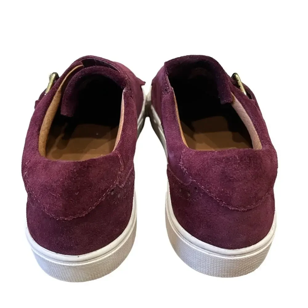 FRYE Gemma Kiltie Wine Color Suede Loafers Size 7.5 Oxford Slip On Shoes Sneaker